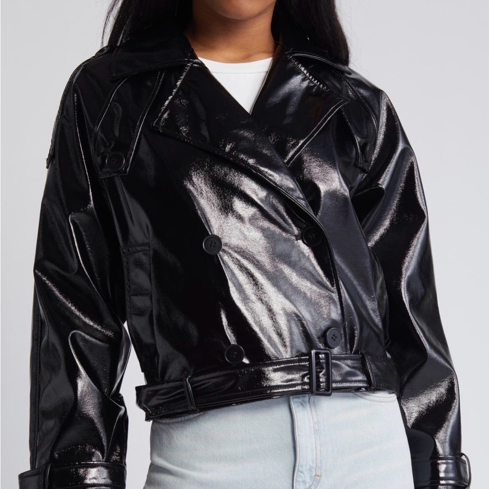 Women's Black Faux Double-Breasted Jacket